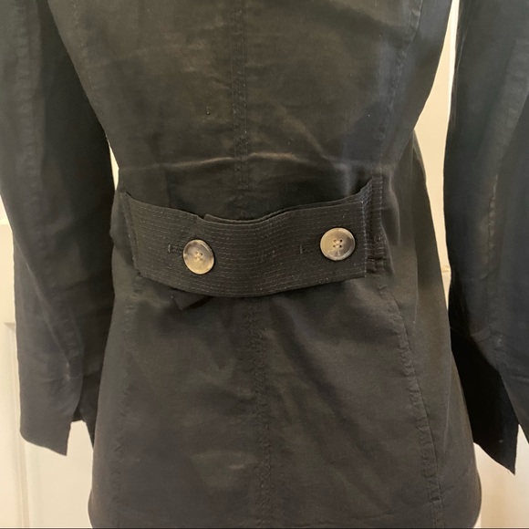 THEORY Black Linen Military Style Blazer - Picture 3 of 7